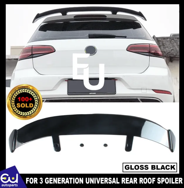 For 3 Generation Universal Rear Roof Top Spoiler For Hatchback Model Gloss Black