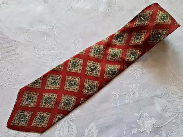 Gents Vintage Authentic Italy Valentino Geometric Art Silk Men's Neck Tie