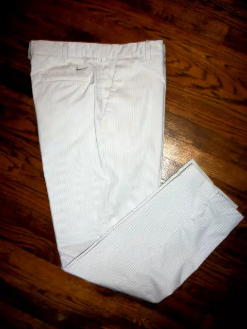 NIKE Golf Dri-Fit Pants NikeGolf slacks Men's size 34x32 Gray Pin Striped *EUC*