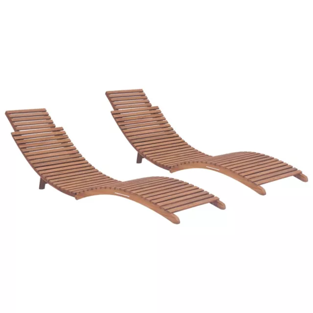 Folding  Loungers 2 pcs Solid Teak Wood K4B7