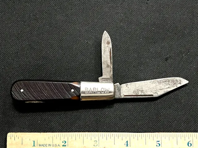 Vintage Barlow Knife w/ Brown Sawcut Handles Prov. RI USA