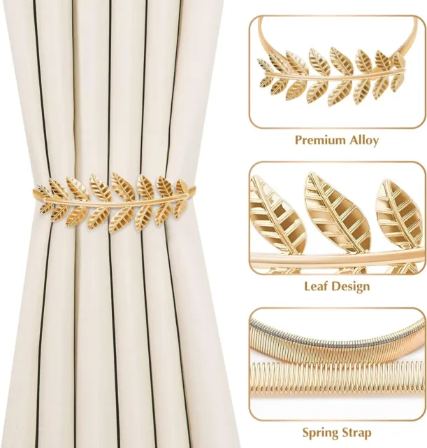 Curtain Tiebacks Romantic Curtain Ties for Drapes with Metal Leaf Design 2Pcs