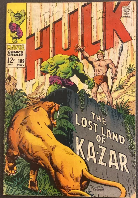 The Incredible Hulk #109 Silver Age Marvel Comic Book Severin Ka-Zar Friedrich