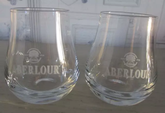 Lot de 2 verres à whisky Aberlour socle lourd Hauteur 9,5 cm ø au buvant 5,2 cm 2