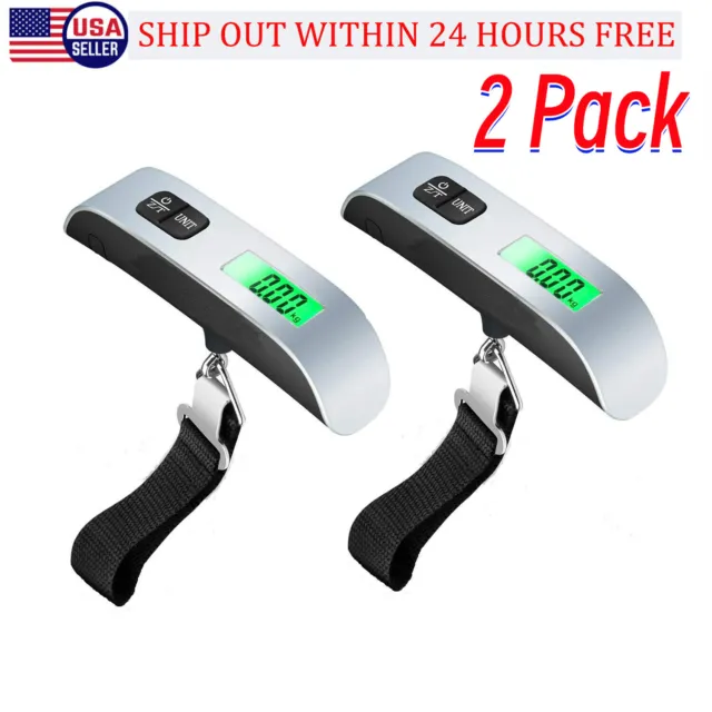 2 Pack Luggage Scale 110lb 50kg Portable Travel LCD Digital Hanging Weight