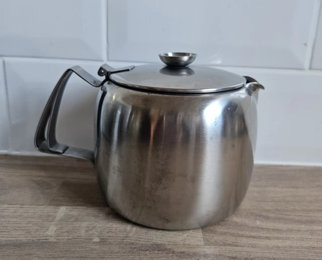 VINTAGE OLD HALL 2 PINT TEAPOT STAINLESS STEEL REGD 879702 /1950s/60s £