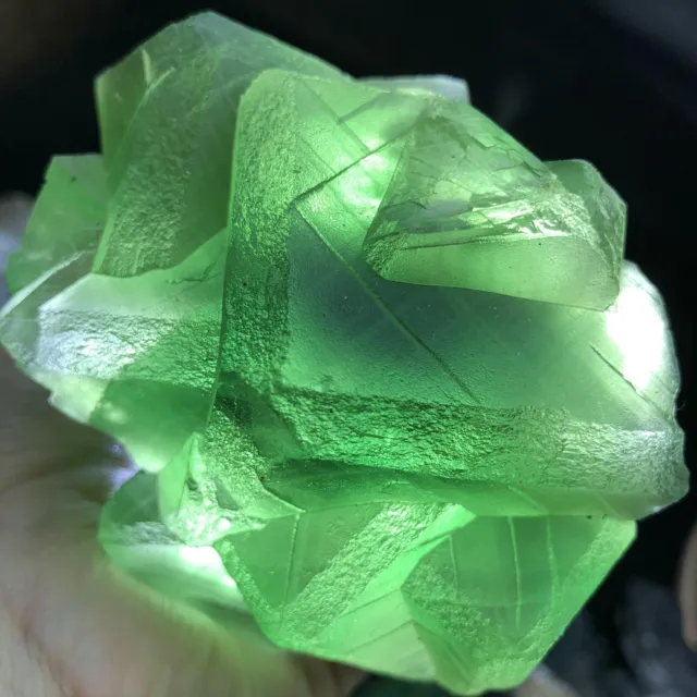 588g Transparent Bright Green Cube Fluorite Crystal Cluster Mineral Specimen