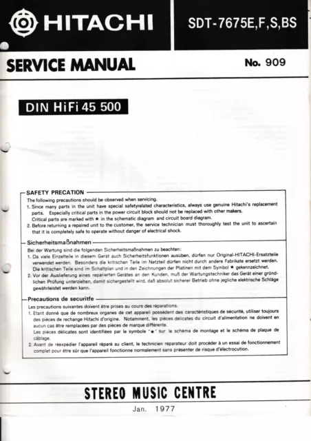 Service Manual-Anleitung für Hitachi SDT-7675