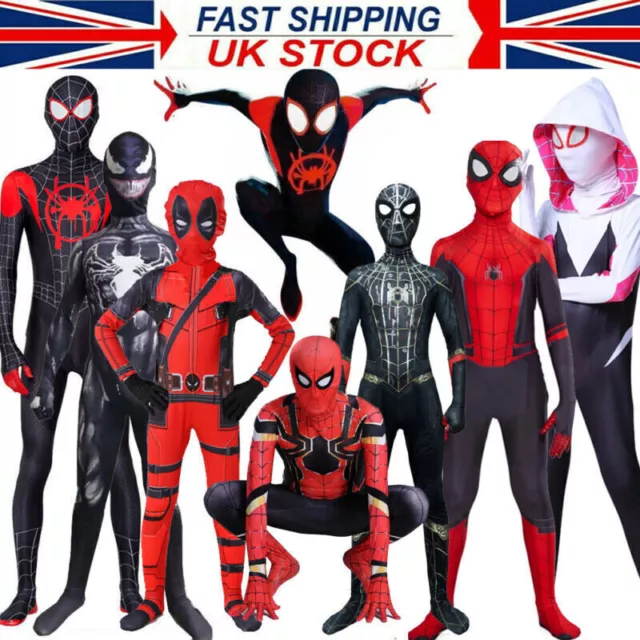 Superhero Spiderman Age 3-12 Kids Boys Costume Fancy Dress Cosplay Jumpsuit