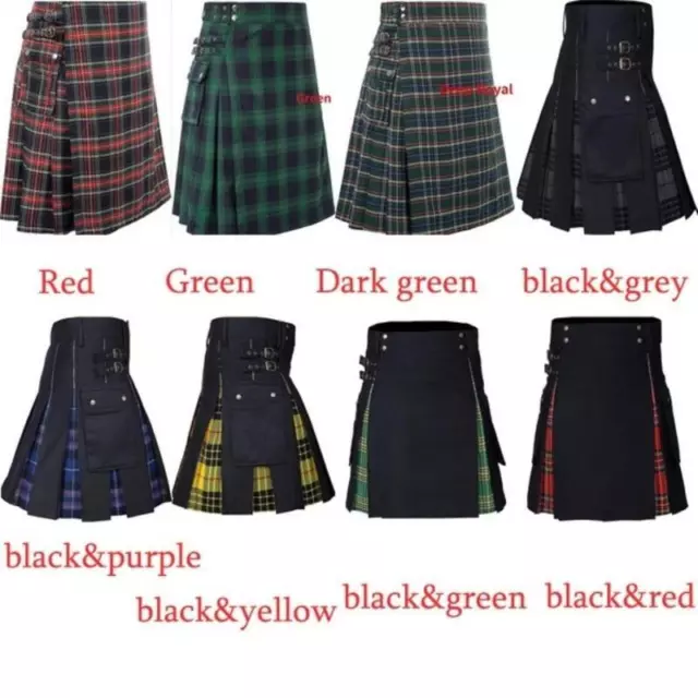 Kilts Men's Utility Kilt for Men Modern Hybrid Cotton & Tartan Kilts Scottish=