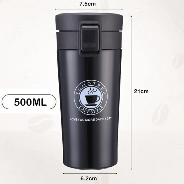 Insulated Travel Coffee Mug Cup Thermal Stainless Steel Flask Vacuum Thermos