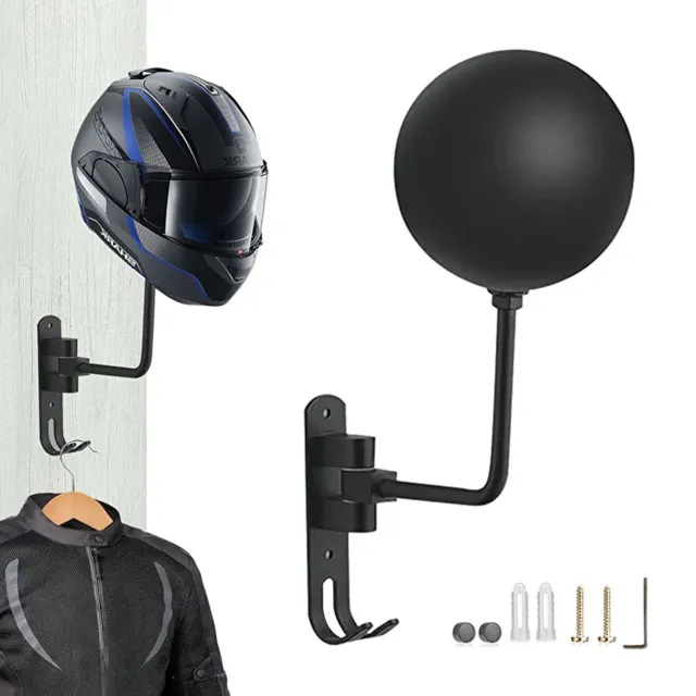 Wall Mount Motorcycle Helmet Rack Holder Hook Hanger Stand Display Rotatable