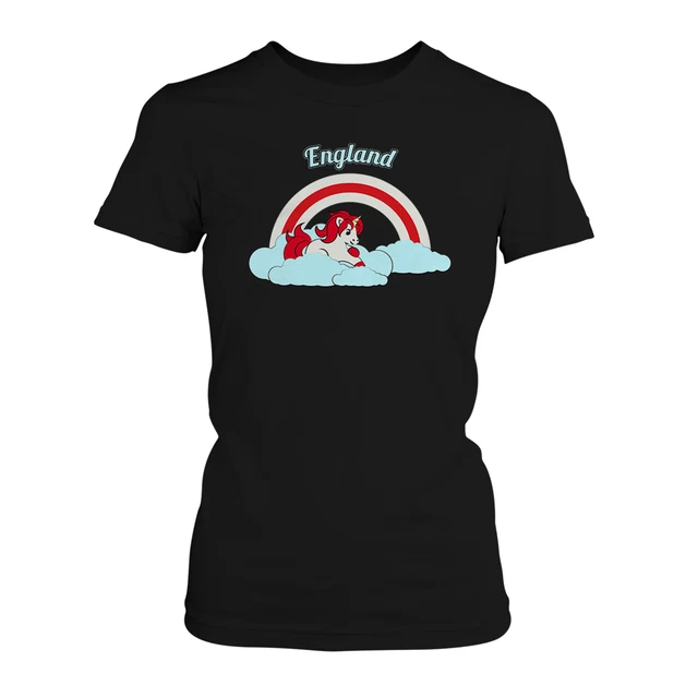 England Einhorn Damen T-Shirt Fan Shirt Trikot Fußball WM Regenbogen 2018 Lustig