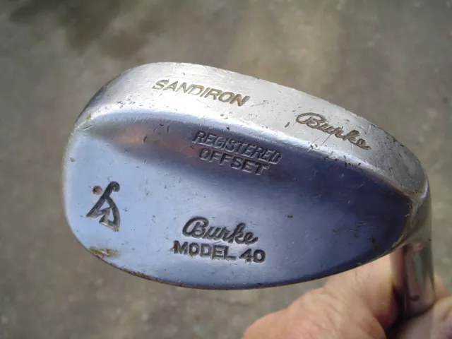 Vintage Burke Model 40 Sand Iron Golf Club Registered Offset Crossline Grip