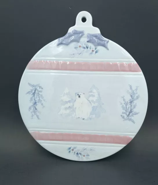 Pfaltzgraff Ceramic Winter Frost Polar Bear Ornament Shaped Cheese Tray