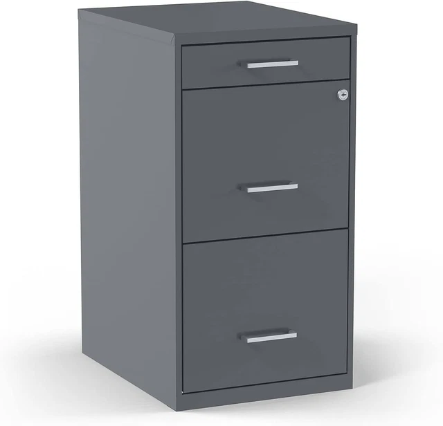STAPLES 3DRAWER VERTICAL File Locking, Letter, Charcoal, 18