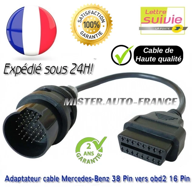 Câble Diagnostic 14 Broches Vers OBD2 16 Broches - Pour Mercedes Vito - Neuf