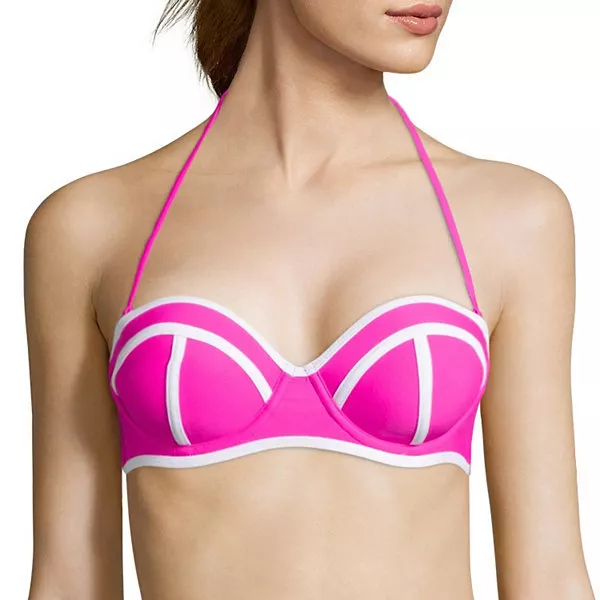 Arizona Solid Push-Up Bandeau Swim Top Juniors Size S, M, XL New Msrp $32.00