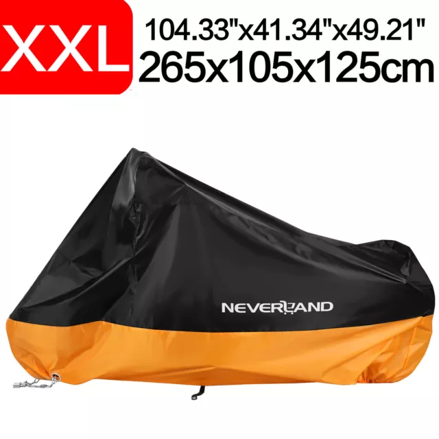 XXL Orange Motorcycle Motorbike Cover Outdoor Vented Rain Dust Snow UV Protector