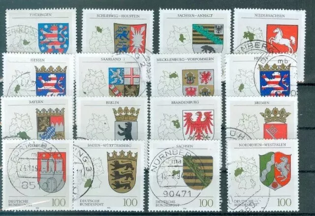 Germany , BRD  Wappen der Länder alle 16 Werte gestempelt , stamps used