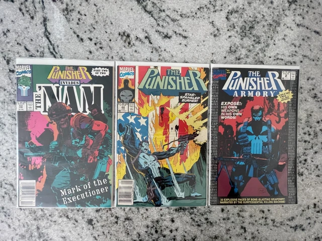 Lot Of 3 Punisher Marvel Comic Books Armory 2 + # 44 53 1st Prints The Nam' J941