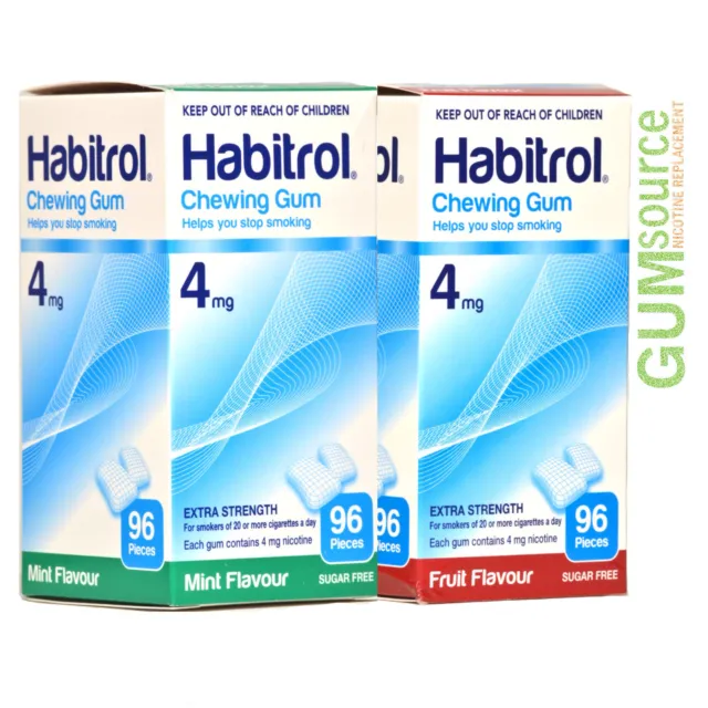 Habitrol 4mg Combo MINT & FRUIT  2 boxes 192 pieces Nicotine Quit Smoking Gum
