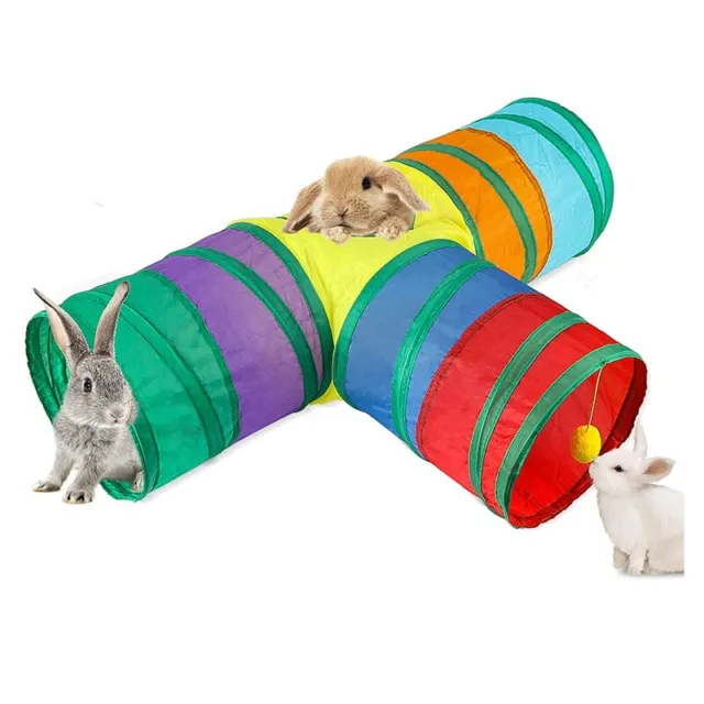 Bunny Tunnels & Tubes Collapsible 3 Way Bunny Hideout Small Animal Activity Tun