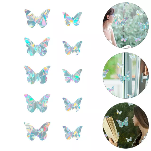 10 Sheets Beautiful Butterflies Stickers Window Decals Prism Cling Lightweight