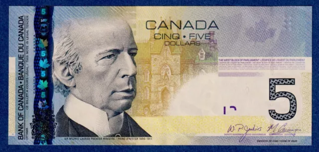 Canada $5 (2006/2009) - BC-67b / P-101Ac  aUNC/UNC Note-  Prefix AAM2867137