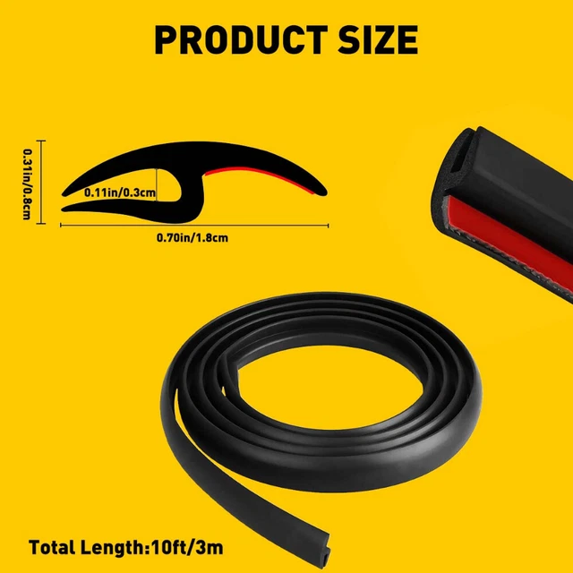 10feet Car Door Trim Edge Lock Guard Moulding Rubber Seal Strip Protector New