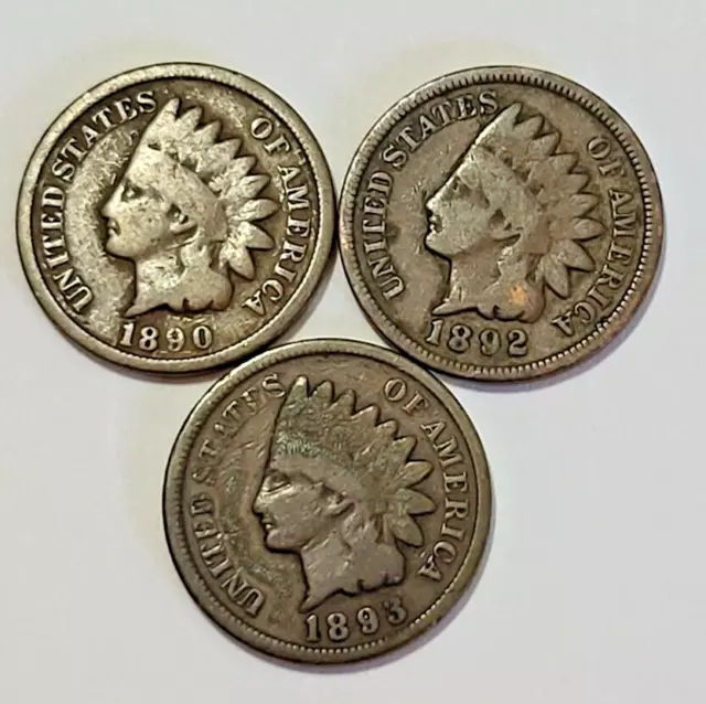 ** INDIAN HEAD PENNIES ** LOT OF (3) ** MIXED 1800's ** NO RESERVE ! **