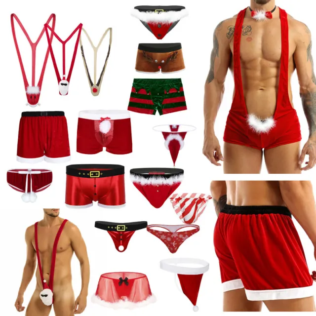 Novità Intimo Natale Sexy Da Uomo Babbo Natale Costume Vacanze Boxer Shorts