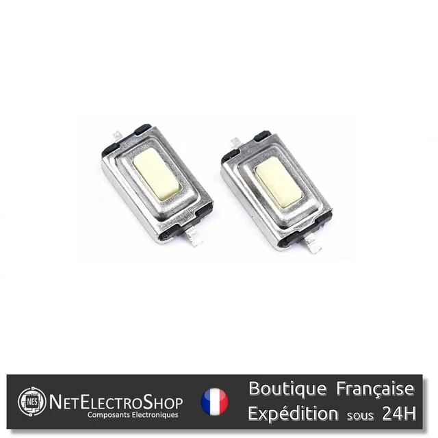 50 Interrupteurs Tactiles Momentanés 6x6x5mm - Pour Montage CMS, 4 Broches SPST, Lot Neuf Uxcell