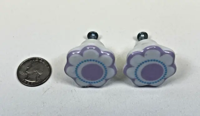 Matched Pair Of Two Ceramic Drawer Cabinet Knobs Pulls Kitchen Bath Baby Pastels