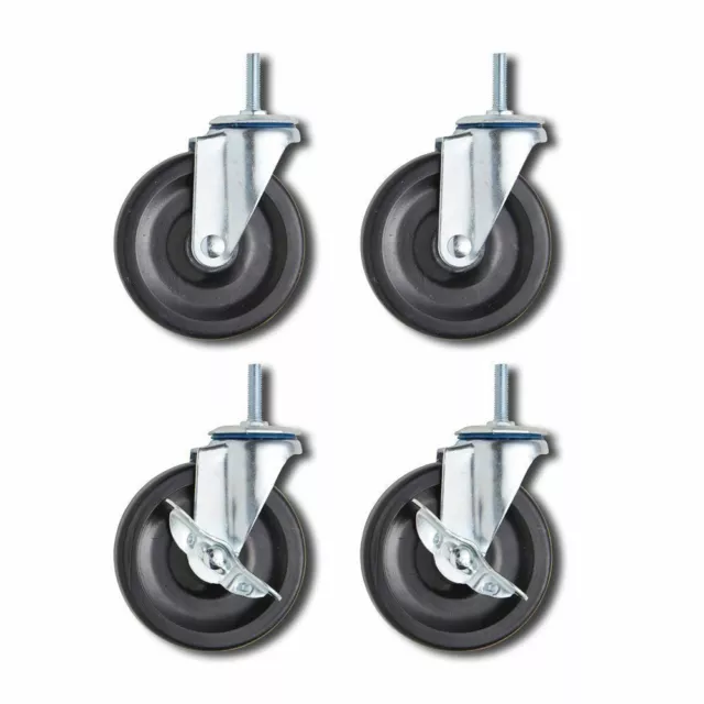 4 x Heavy Duty 50mm Rubber Swivel Castor Wheels Trolley Furniture Caster Brake