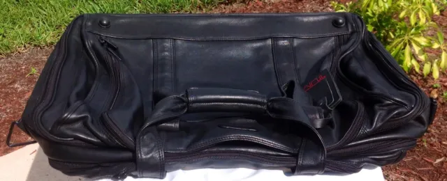 💼 Rare Tumi Alpha XXL Black Napa Leather 21" Carry On Expandable Duffle Bag EUC 10