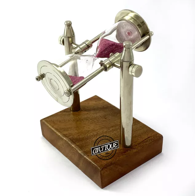 Messing Glas Sand Zeitgeber Silber Sanduhr Holz Spiel Spielzeug Tisch Deko Retro