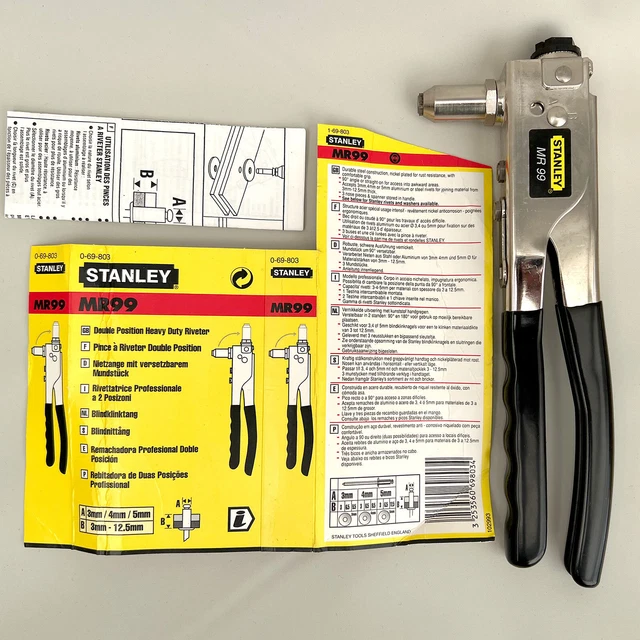 STANLEY RIVET GUN MR99 Heavy Duty Double Position Riviter 3mm 4mm 5mm £