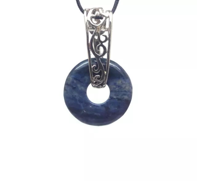 Pendentif Donut Sodalite Naturelle Homme Femme Genuine Stone Pendant Litho