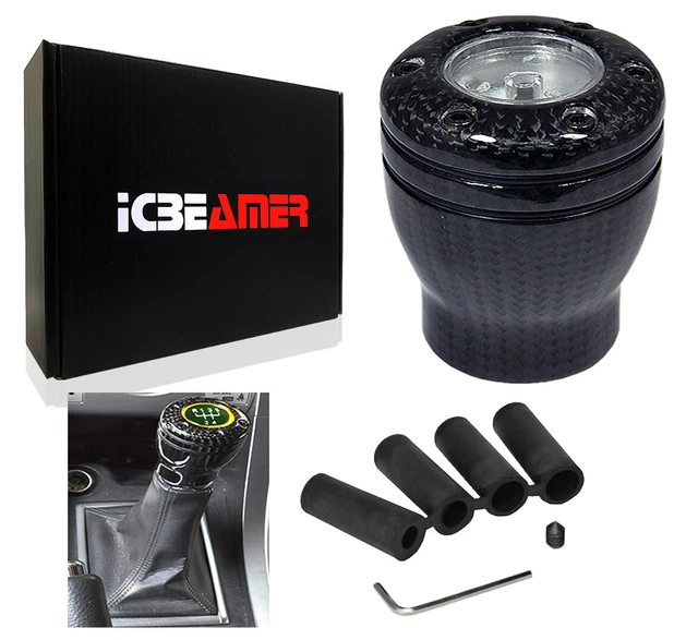 JDM Black Real Carbon Fiber w/ Yellow LED Manual Stick Shift Knob 5 6 Speed U161