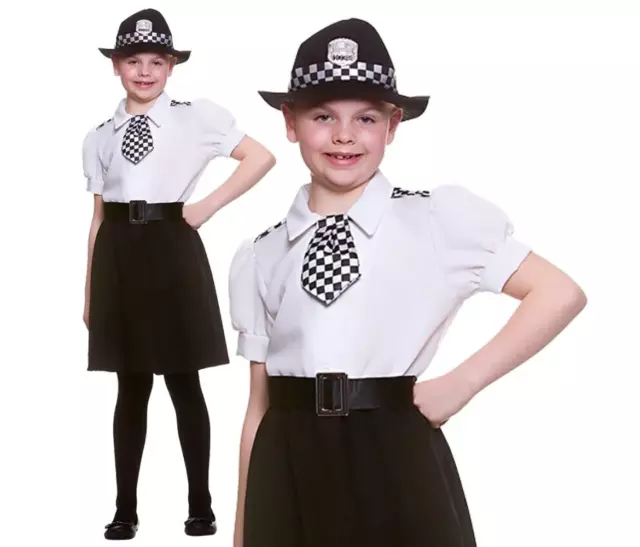 Police Officer Costume Girls WPC Occupations Fancy Dress Costume Kids Police
