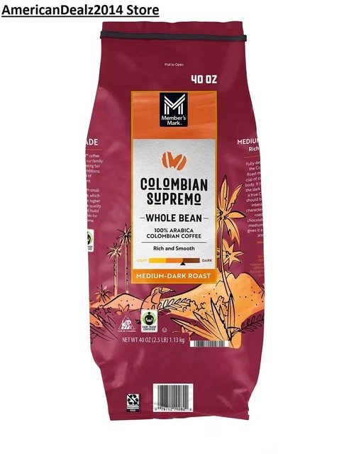 CAFÉ EN GRANO entero Member's Mark Colombian Supremo (40 oz