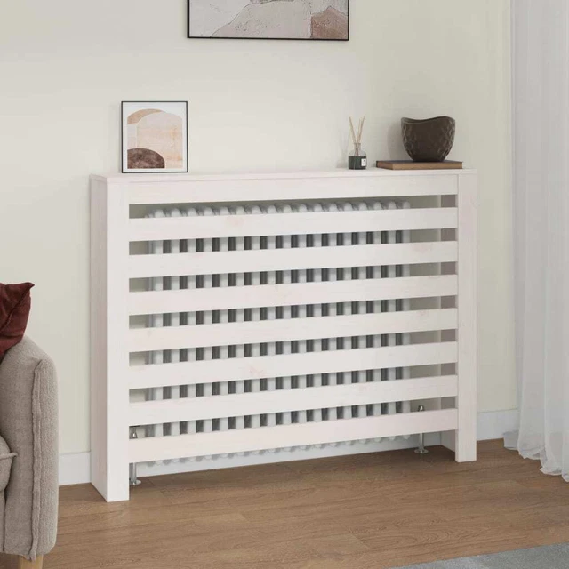 Vidaxl Copertura Termosifone Bianca 108,5x19x84 cm Legno Massello Pino
