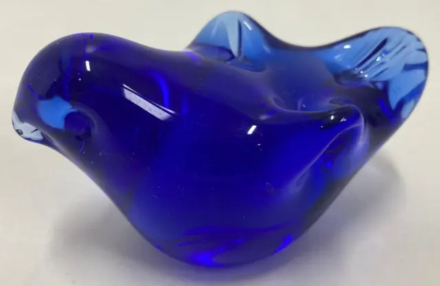 Vintage Cobalt Blue Art Glass Bird Paperweight