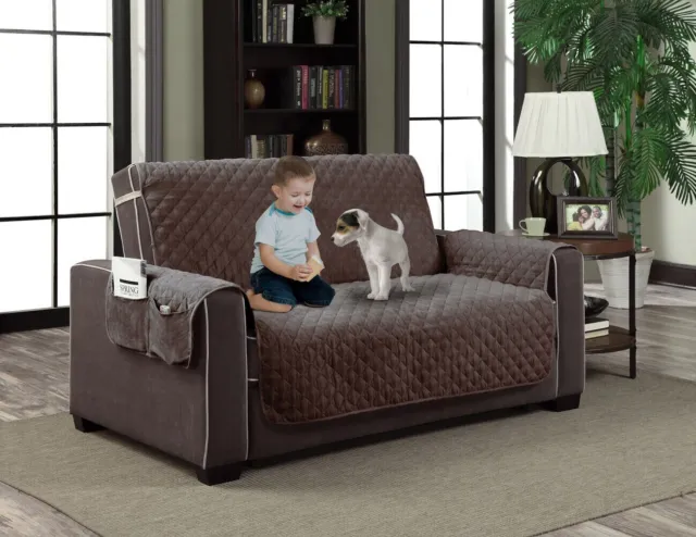 All Season Micro Suede Sofa/Chair Protector 110 x 70.5 Inches Brown Walnut
