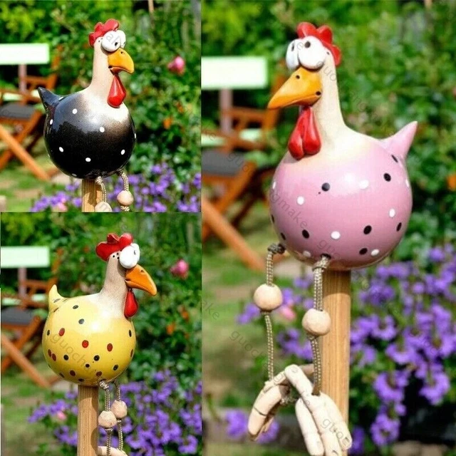 Handmade Witzig Harz Huhn Gartenstecker Henne Hahn Hühner Vogel Kantensitzer