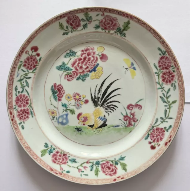 18ème ASSIETTE COQ ROSE FAMILLE CHINOISE Porcelaine Chine