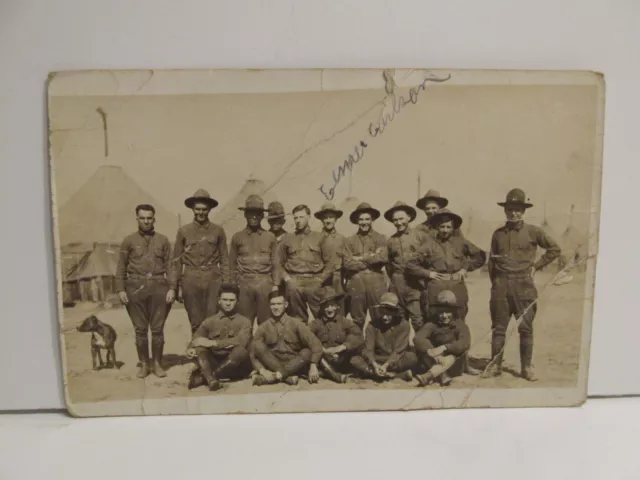 Rare Vintage Antique Ww1 Wwi War Era Man Men Soldiers Group Portrait Postcard