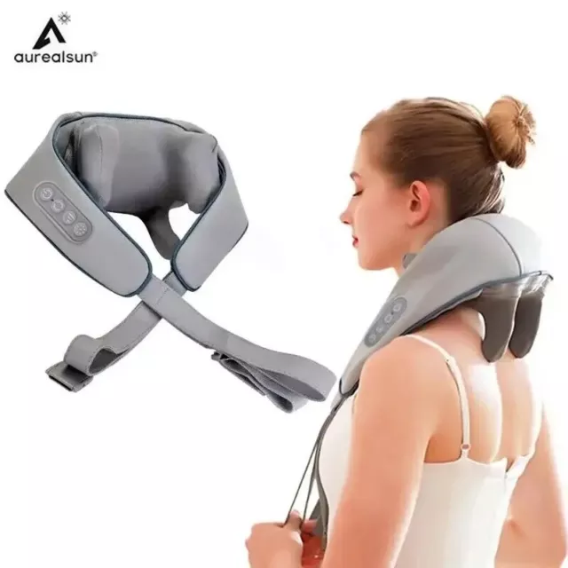 Neck Massager With Heat(Gray) Electric Neck And Shoulder Massager Shiatsu Back