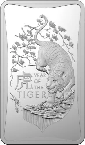 Lunar Year of the Tiger 2022 $1 1/2oz Silver Ingot Frosted Uncirculated Coin